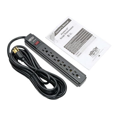 Eaton Tripp Lite series 6 Outlet Surge Protector Power Strip, 6ft Extension Cord, 900 Joules, 15A Circuit Breaker, UL Certified, Black (TLP606B)