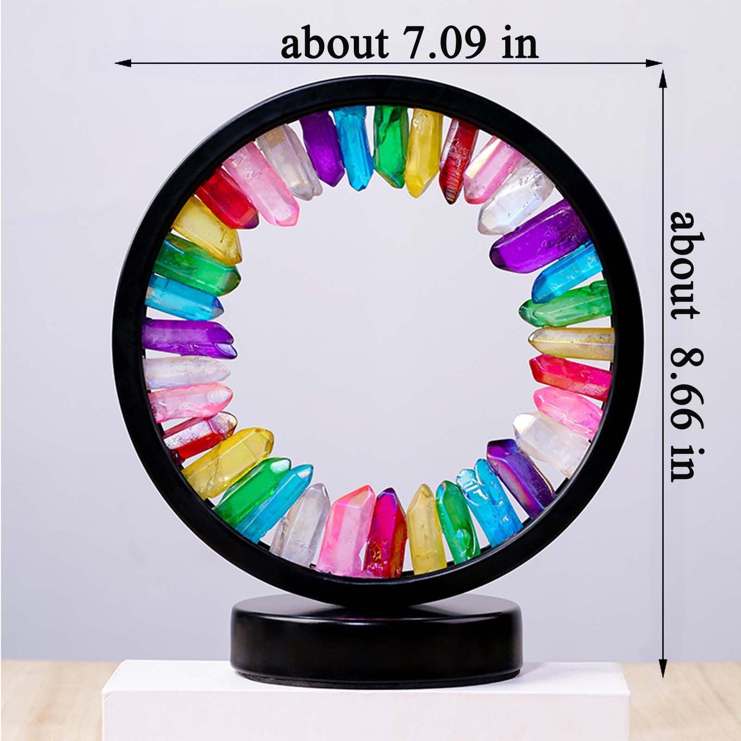 Runyansghi Chroma Electroplated Single Point Crystals Night Lamp 8.6" Healing Crystal Bedside Lamp USB Port 3 Colours Dimming Mode Bedroom Lamp Suitable Night Light Office Home Decor Gift