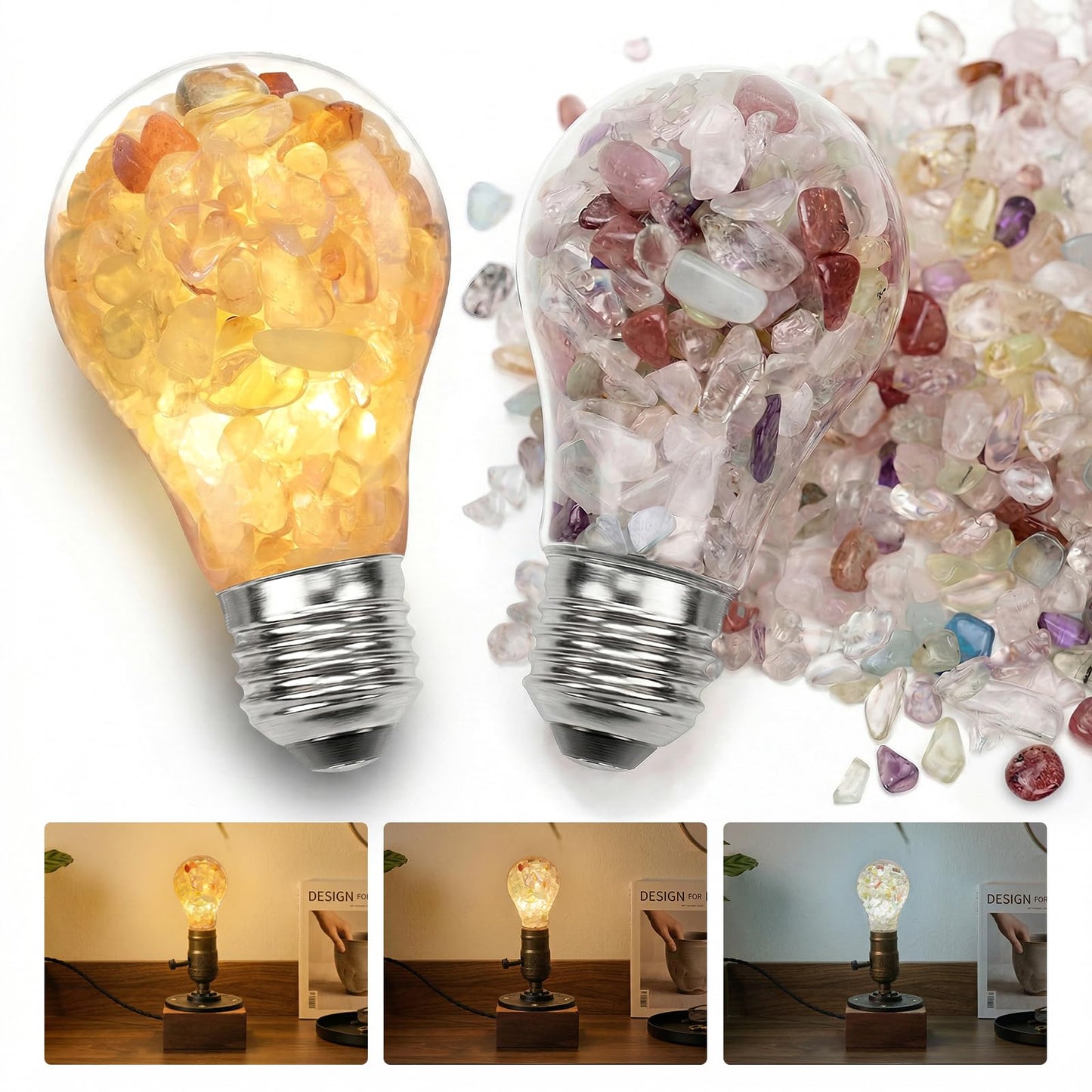 Zuria E26 LED Bulb Crystal Light Bulb, 40 watt Light Bulbs Soft Warm White, 2700K/4000K/6000K, Non-Dimmable, 5W E26 Edison Screw Bulbs for Yoga Nightlight Bedroom Living Home Decor, 2-Pack