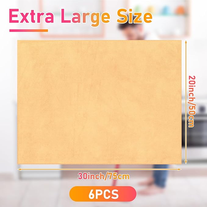 Newwiee 6 Pcs Extra Large Microfiber Cleaning Cloth 30" x 20" Washable Reusable