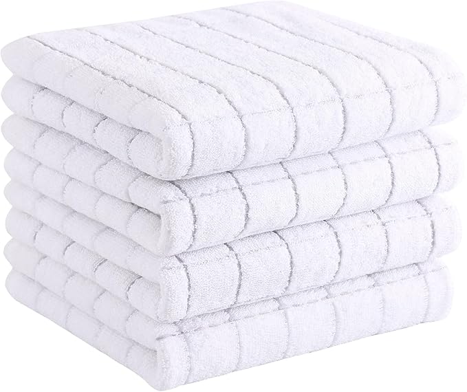 Homaxy 100% Cotton Terry Kitchen Towels, Checkered Designed, Soft and Super
