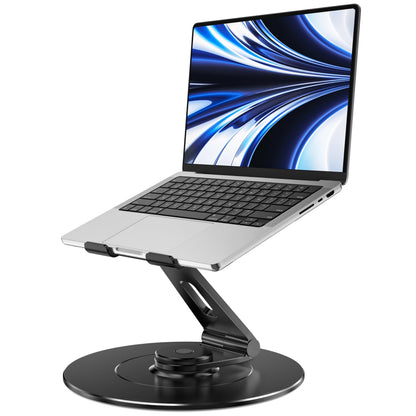 Adjustable Laptop Stand, Computer Stand with 360 Rotating Base, Ergonomic Laptop Riser Mount for Desk Foldable Protable Computer Desk Fits with MacBook Pro Air (10-16") - Black