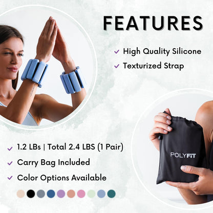 Polyfit Wrist & Ankle Weights - 1 Pair - Wearable Ankle Weights for Women and Men - Wearable Bracelet for Exercise, Yoga, Walking, Running, Dance, Barre, Pilates, Cardio, Aerobics - Sand