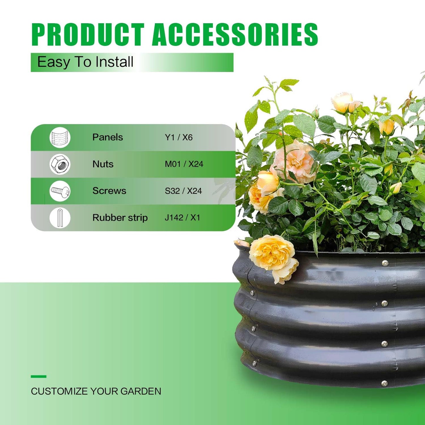 GrowHaus 2x2x1FT Galvanized Raised Garden Bed, Planter Boxes Outdoor Round Metal Garden Beds for Planting Vegetables Flowers Herbs 2 Pack Dark Gray