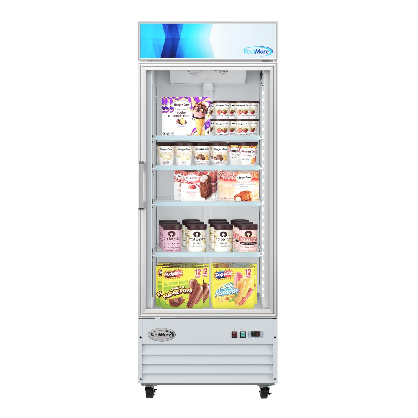 KoolMore 31 in. Commercial One Glass Door Display Upright Freezer Merchandiser in White 23 Cu. Ft. (MDF-1GD-23C-WH)