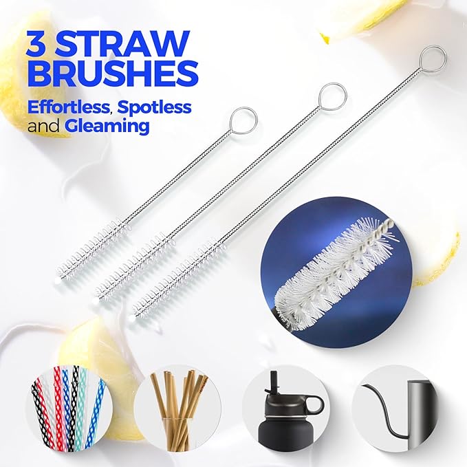 Holikme Bottle Brush Cleaner Set, 3 Straw Cleaner Brush, Bottle Cleaning Brush