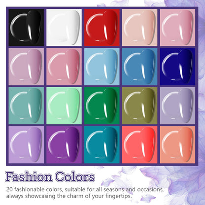 JODSONE Gel Nail Polish Kit with U V Light 32 Colors Gel Polish Nail + 4 Functional Adhesive Bottles Kit Soak Off Manicure Tools Gifts for Women
