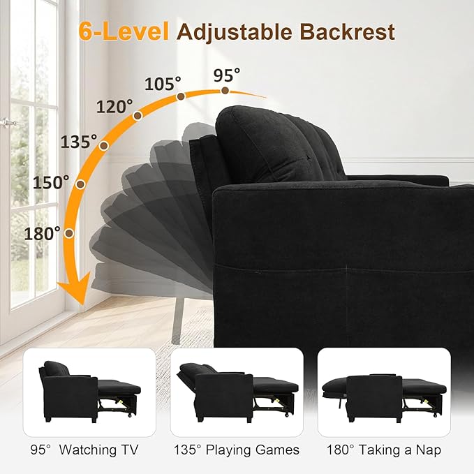 KCGKCG 82" L Shaped Sleeper Sofa Bed, Pull Out Sectional Couch