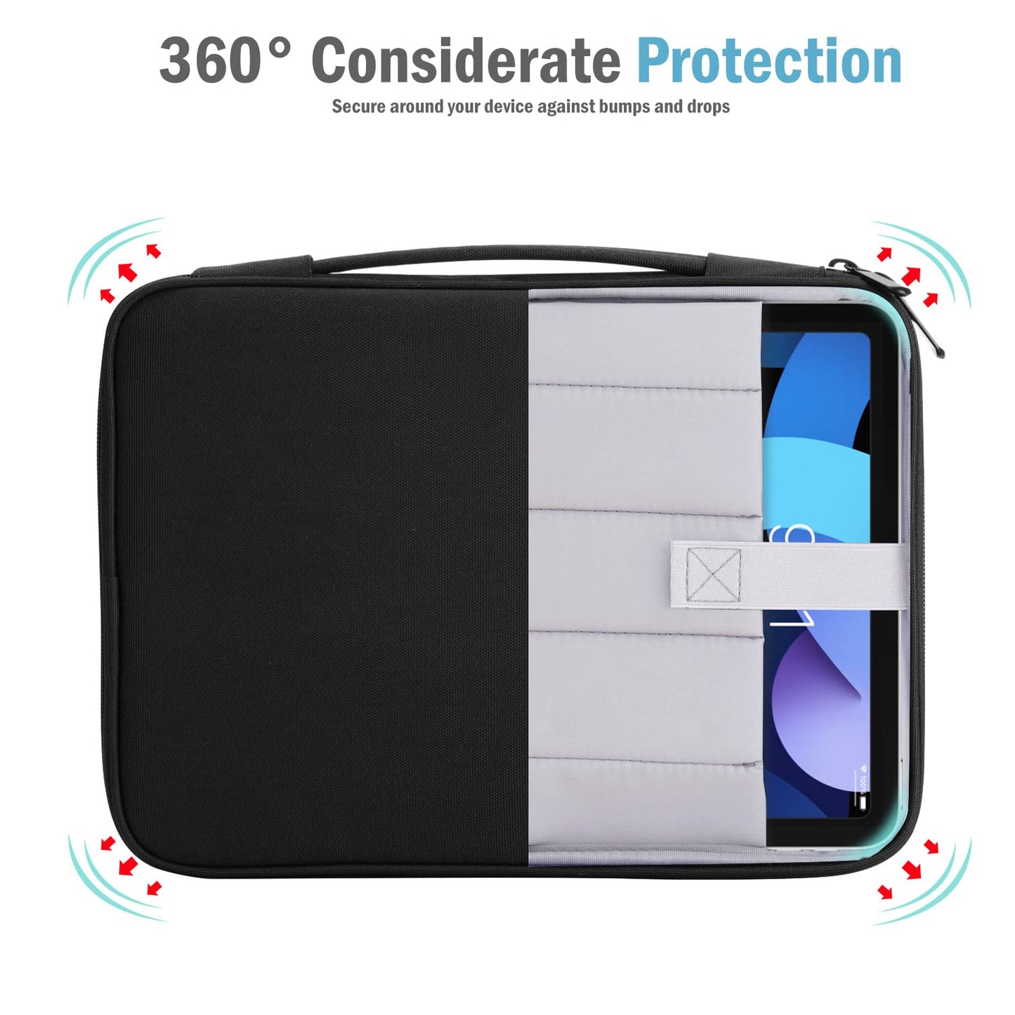 TiMOVO 9-11" Tablet Sleeve for iPad 11-inch A16 2025, iPad 10th Gen. 10.9"/10.2"/ Air 11/5th/4th Gen. 10.9", Galaxy Tab A9 Plus 11", Protective Bag with Pockets, Black