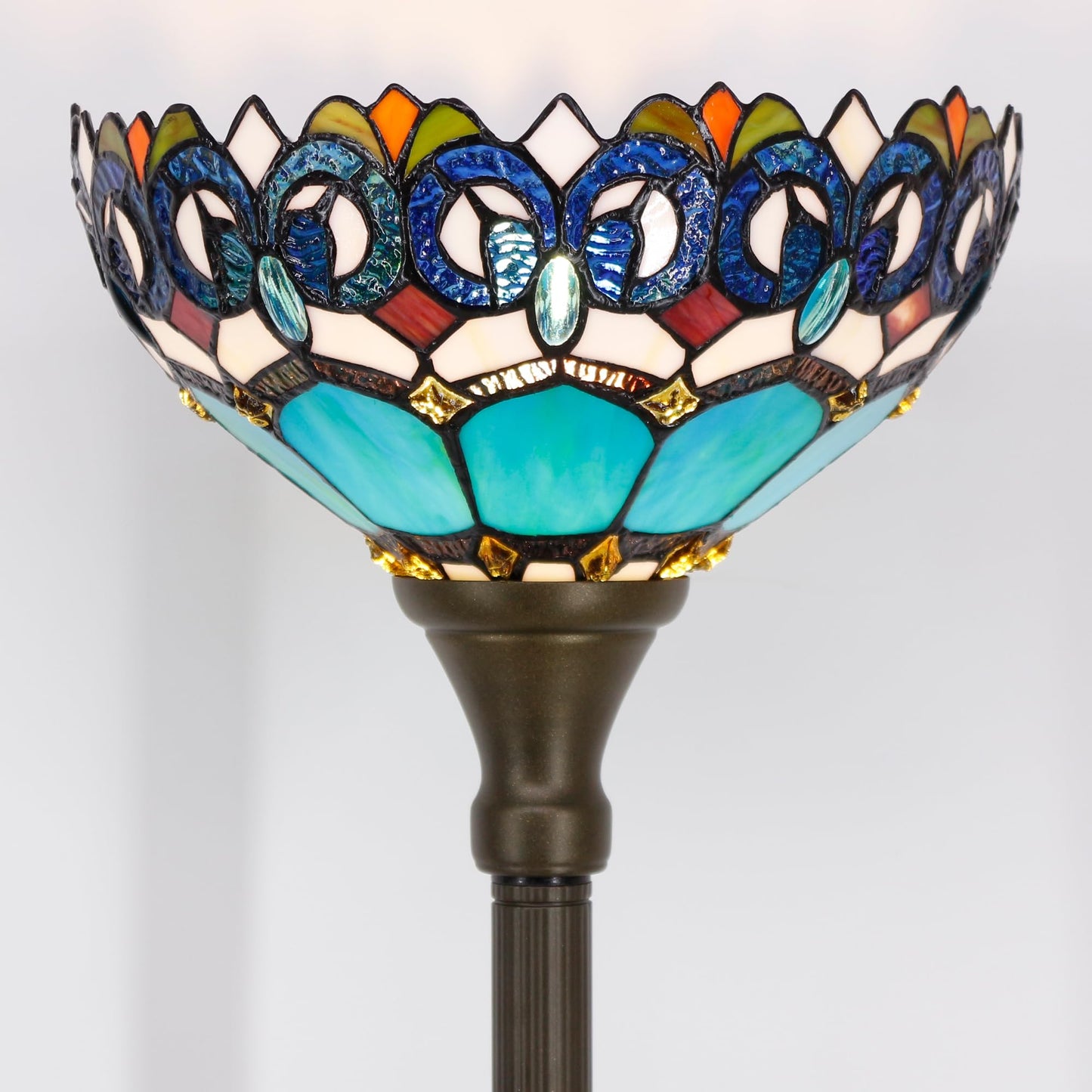 ZJART Tiffany Floor Lamp Stained Glass 12X12X67 Inch Blue Jewelry Baroque