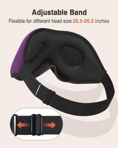 MABAO Sleep Mask for Side Sleeper, Eye Mask for Sleeping Women Men, 3D Contoured Cup No Eye Pressure 100% Light Blocking Sleeping Mask with Adjustable Strap Night Blindfold Flight, Travel, Nap, Black