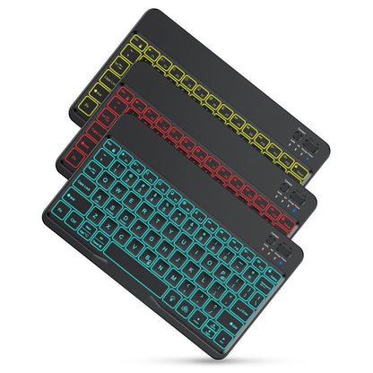 OMOTON Bluetooth Keyboard for Tablet/Android/Windows/iOS, with 7 Colors Backlight Rechargeable Wireless Mini Keyboard for Galaxy Tab A9+/A9+ Plus/S9/S9 Plus/S9 FE, Black
