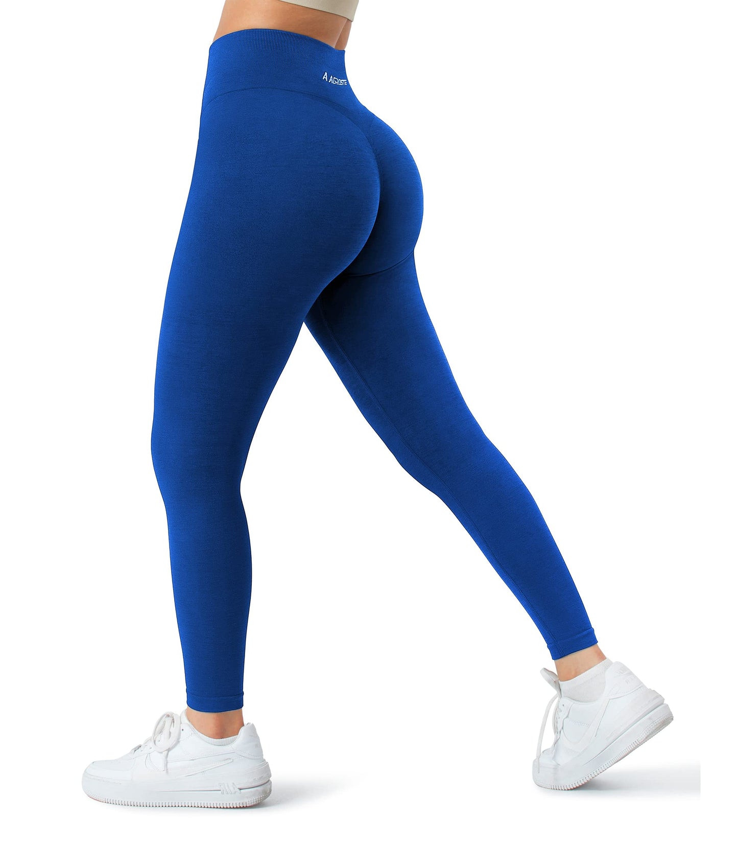 A AGROSTE Women Seamless Workout Leggings with Pockets Scrunch Butt Lifting Gym Leggings High Waisted Yoga Pants