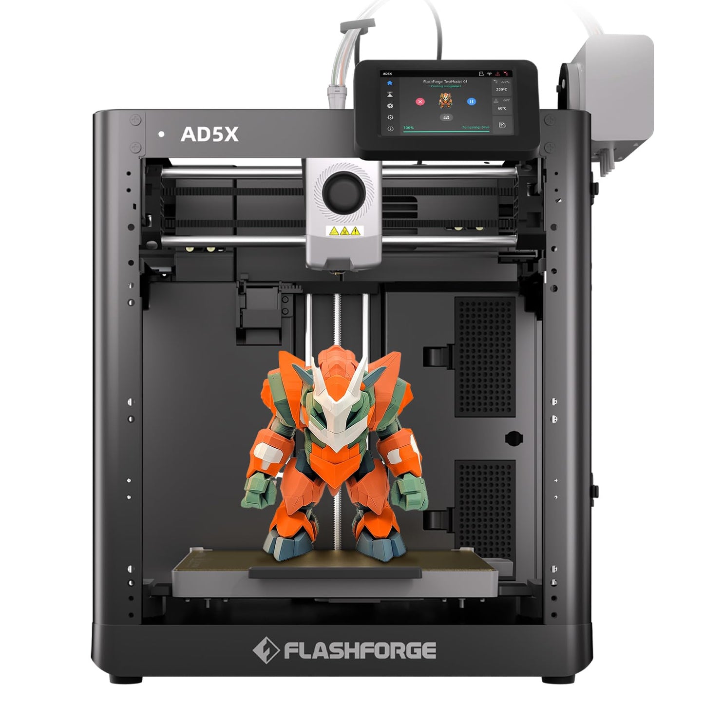 Flashforge Adventurer 5X 3D Printer with Multi-Color Flexible TPU Printing,Max speed: 600mm/s,Acceleration: 20,000mm/s,Auto 4kg filament refill,Full-auto leveling,Compact integrated design