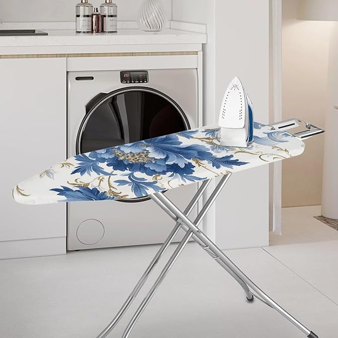 Blue Flowers Ironing Board Cover Thick Soft Ironing Board Protector