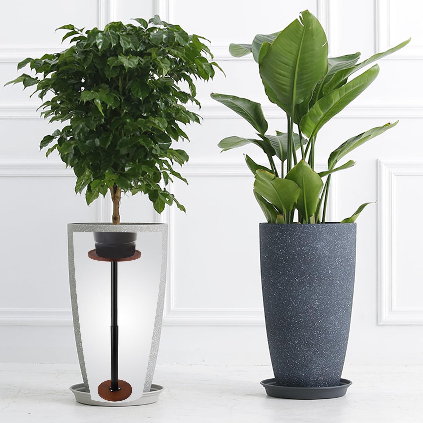 LUTTY Wooden Adjustable Plant Risers for Inside Pot,7.9-13.8 inches Tall Tapered Plant Riser Fill Bottom of Tall Flower Pots and Large Plants Containers, Rise Filler Riser of Flower Pots
