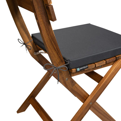 SOFTILLO Waterproof Chair Cushion With Ties Seat Pads Cushion Pad Indoors Outdoors Water Resistant Material Kitchen Dining Living Room Patio Garden Office Coffee Shop Foam Graphite 50x44x4cm
