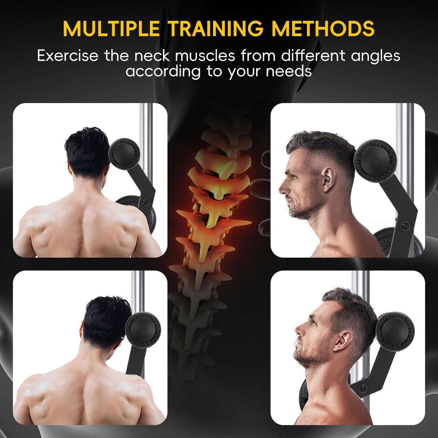 MARGAR Neck Trainer for Power Rack, 4-Way Neck Machine Attachment for 2x2 Cage, Neck Strengthener for BJJ, MMA & Football, Plate Loaded Neck Workout Equipment, 110LB Capacity