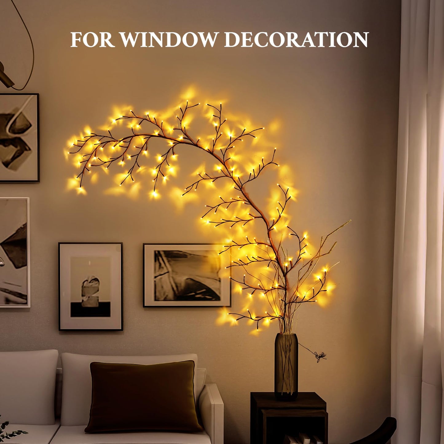 YCoisini Enchanted Willow Vine Lights for Home Decor with 160LEDs, 8.2FT Wall Decoration Light with 8 Remote Control Modes (Brown)(1PCS)