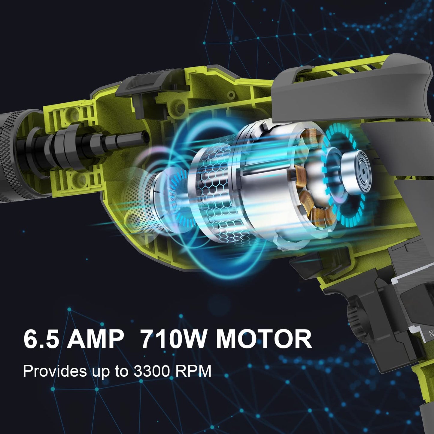 Hammer Drill, 710W Electic Corded Impact Drill, 13mm Metal Chuck, 0-3300RPM, Powerful Variable Speed Drill for Drilling in Steel…