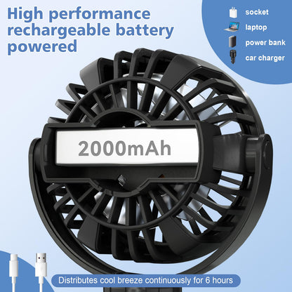 SOPOKE Mini Portable Baby Stroller Fan,3 Speed Personal Handheld Fan,Battery Operated Rechargeable 360° Flexible Tripod Cooling Fan, Suitable for Car Seat Crib Treadmill Golf Cart Travel(Yellow)