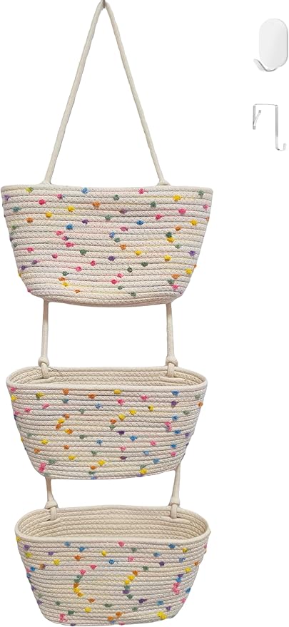 Nursery Storage Must-Have! 3-Tier Cotton Hanging Baskets