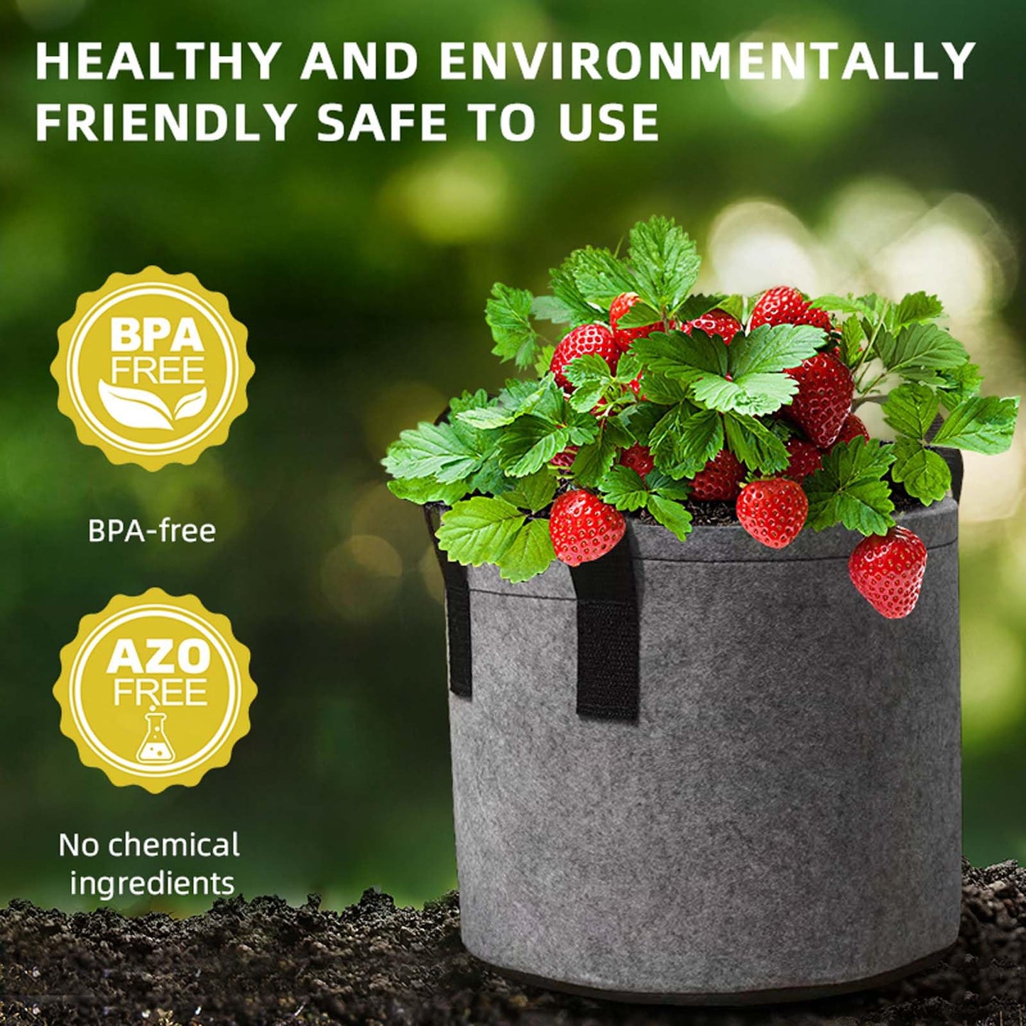 MGMGART 5 Pack 10 Gallon Grow Bags Heavy Duty Non-Woven Thickened 350G Fabric Planter Pots for Outdoor Plants, Garden Planting Containers with Reinforced Handles, Potato Tomato Vegetable Flower Pots
