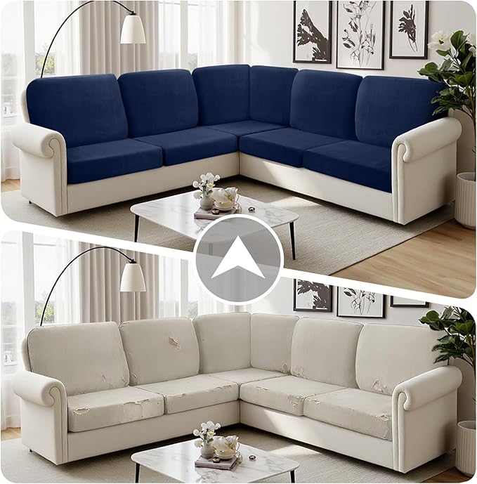 Arfntevss Velvet Corner Sectional Couch Covers Slipcovers L Shape Couch Cushion
