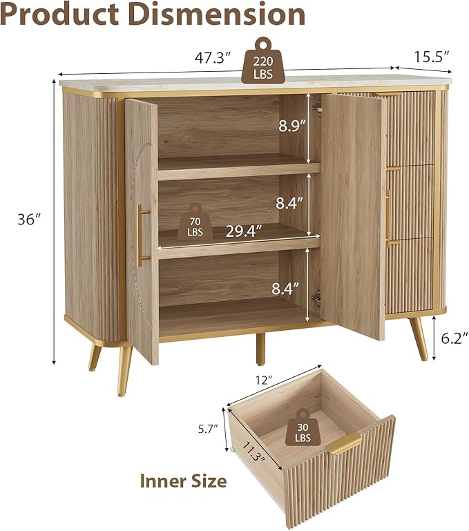 47.3" Modern Buffet Cabinet