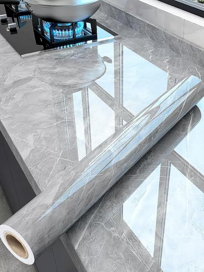 Marble Contact Paper 15.7" x 393" Grey Wallpaper Marble Peel and Stick Wallpaper