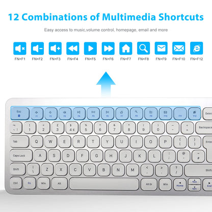 LeadsaiL Wireless Keyboard and Mouse Set, Wireless USB Mouse and Compact Computer Keyboards Combo, QWERTY UK Layout for HP/Lenovo Laptop and Mac-Silver