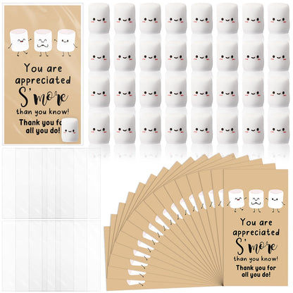 CroBlissful 100 Sets Inspirational Small Gifts Bulk Funny Cute Small Resin Marshmallow Smores with Thank You Card Appreciation Gifts for Office Teacher Coworker Staff Nurse Stress Fidget Toy