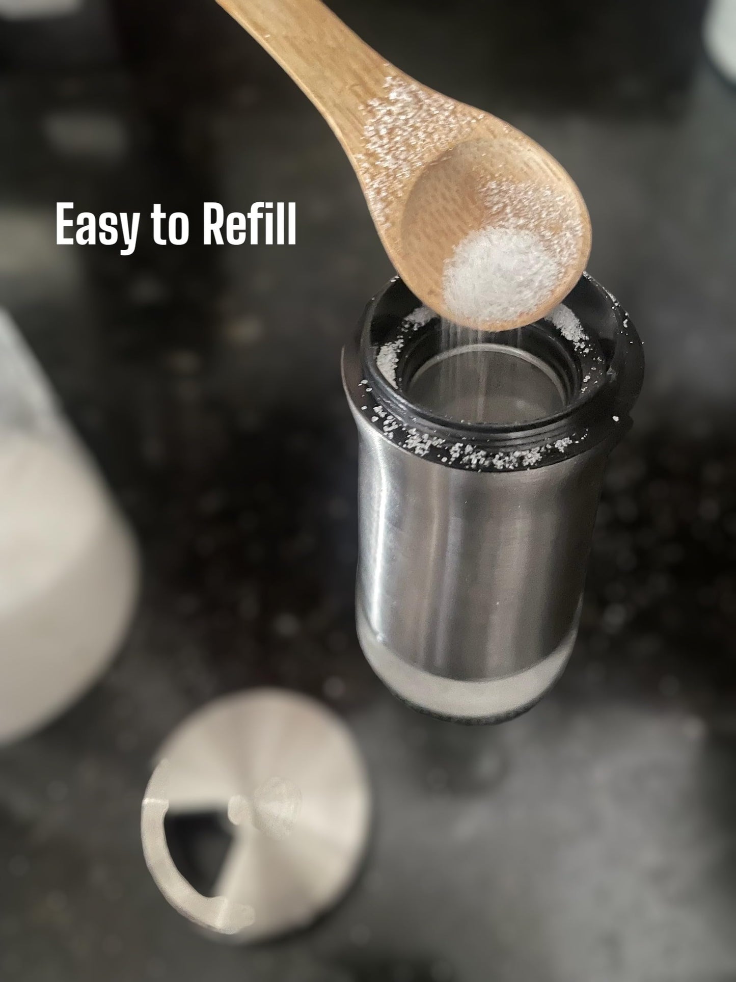 Elegant Silver Salt and Pepper Shaker Set Adjustable Stainless Steel and Glass Modern Design Adjustable Top Makes it the ideal Spice and Seasoning Dispenser Kitchen Sugar and Cinnamon Shakers