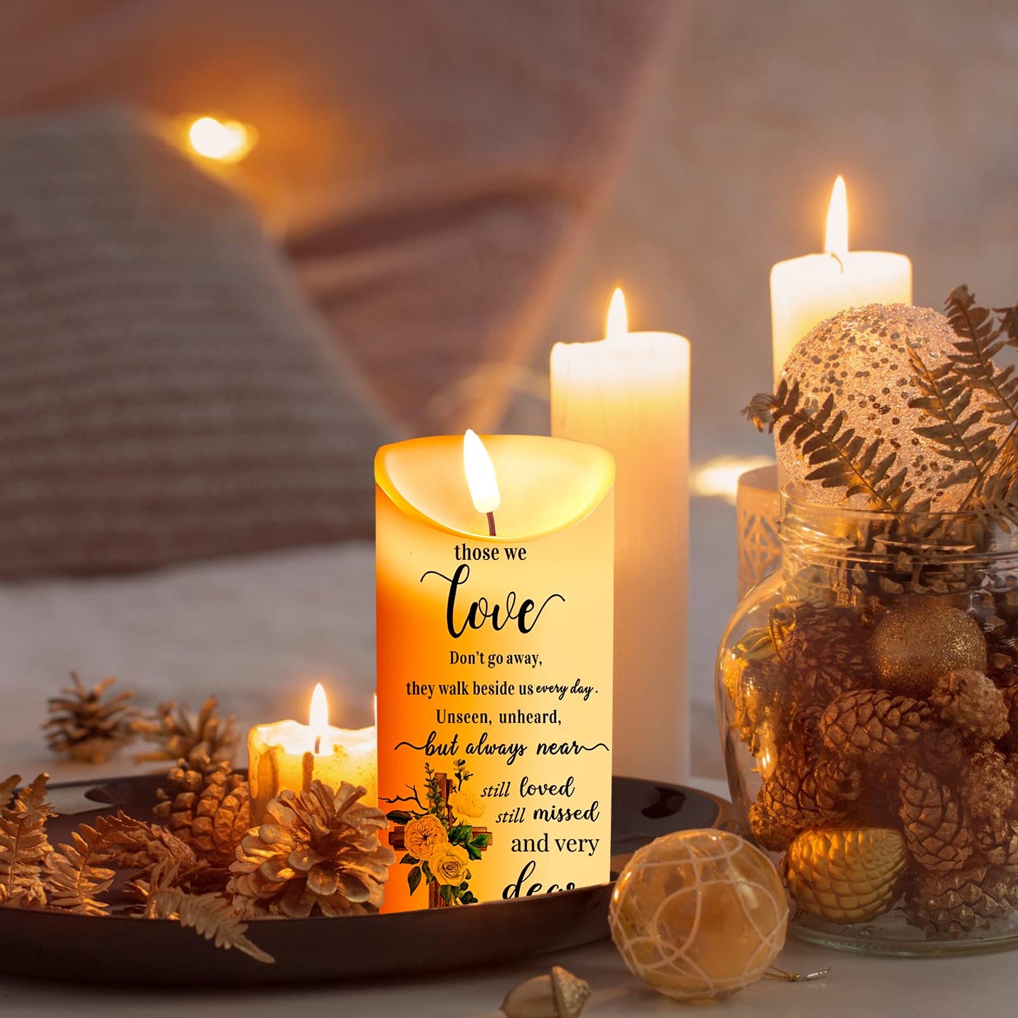 Gerrii Memorial Candles Sympathy Gifts LED Flameless Cardinal Bereavement Candles for Loss of Loved One Sympathy Cardinal Gifts Battery Candle for Prayers(Bright Style)