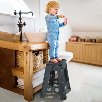 Rainberg 18 Inch Heavy Duty Folding Step Stool, Non-Slip Foldable Footstool for Toddlers, Folds Flat with Carry Handle, Space Saving Folding Stool Easy Carry Foldable stepping Stool for Indoor/Outdoor