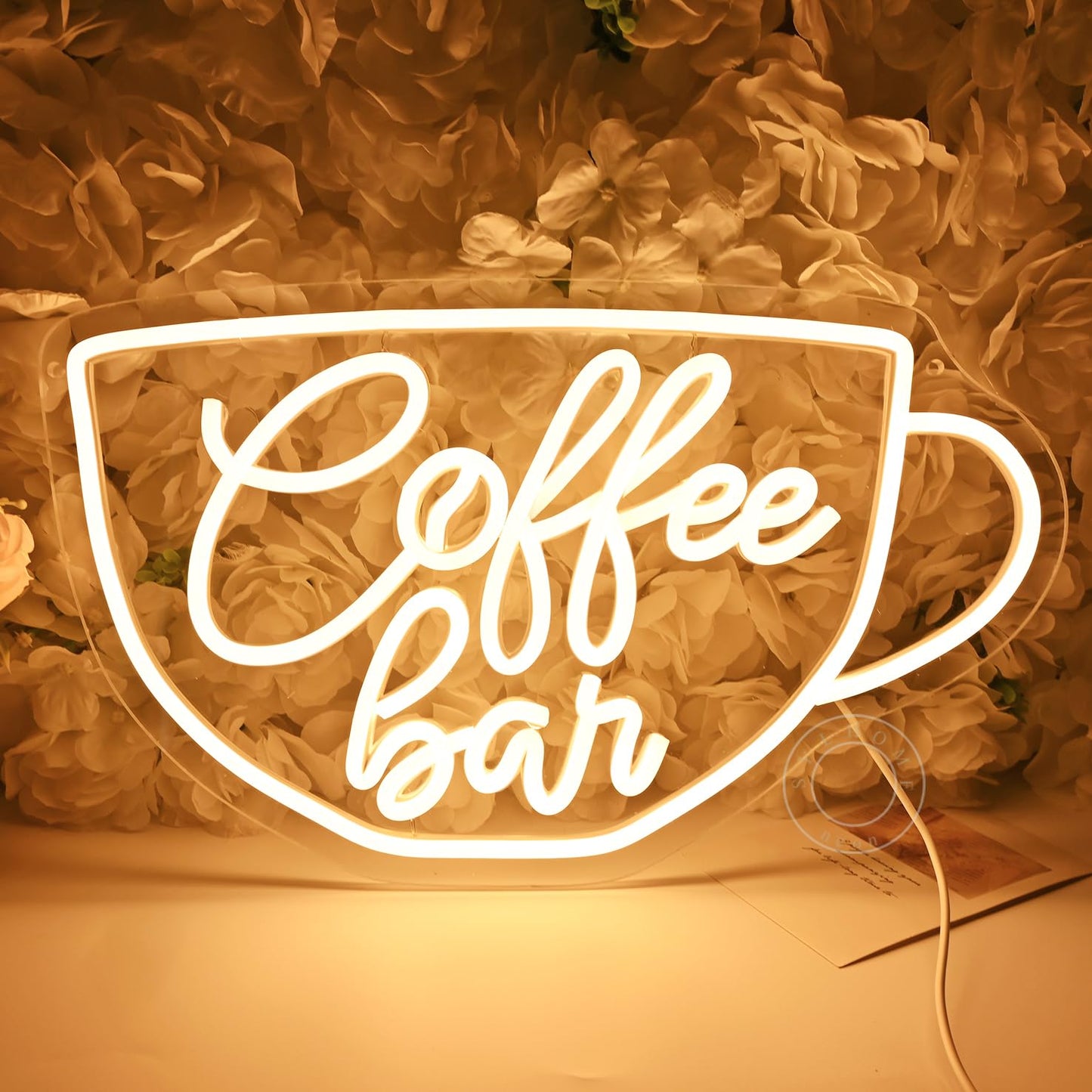 SYLHOME Coffee Bar Led Neon Light Sign Coffee Shop Business Home Bedroom Kitchen Restaurant Birthday Christmas Party Light Up Sign 15.75" X 9.4" USB Warm White