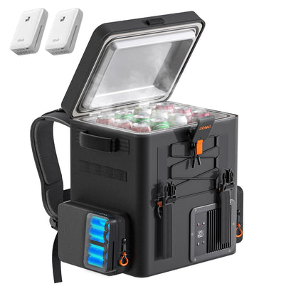 LiTHELi 20L/21QT Compressor Car Refrigerator, 12V Portable Freezer with 2 U20 Batteries, 15min Rapid Cooling -4℉ to 68℉, Backpack Electric Cooler for Camping, Road Trips, RV