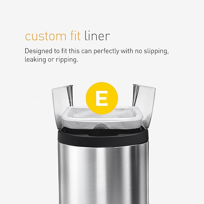 simplehuman Code E 60 Count, Dispenser Pack Custom Fit Liners, Drawstring Trash