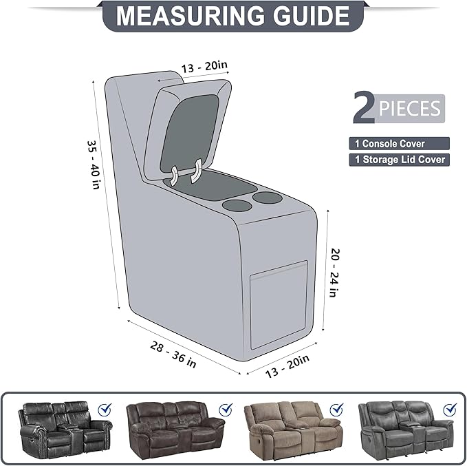 ANARACHON Leather Look Recliner Console Cover
