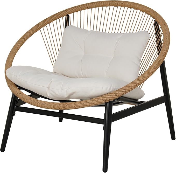 Grand patio 1-Piece Wicker Outdoor Chair, Patio Oversized Chair