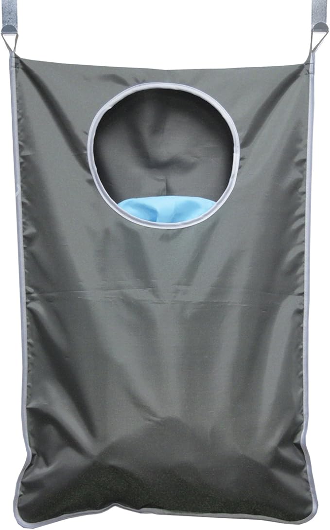 Oxford Fabric Space Saving Door-Hanging Laundry Hamper Bag + 2 Stainless Steel