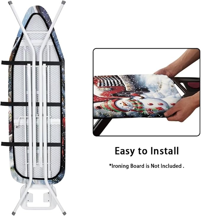ZDCUSTOM 13"x52" Ironing Board Cover, Snowman Landscape Merry Christmas