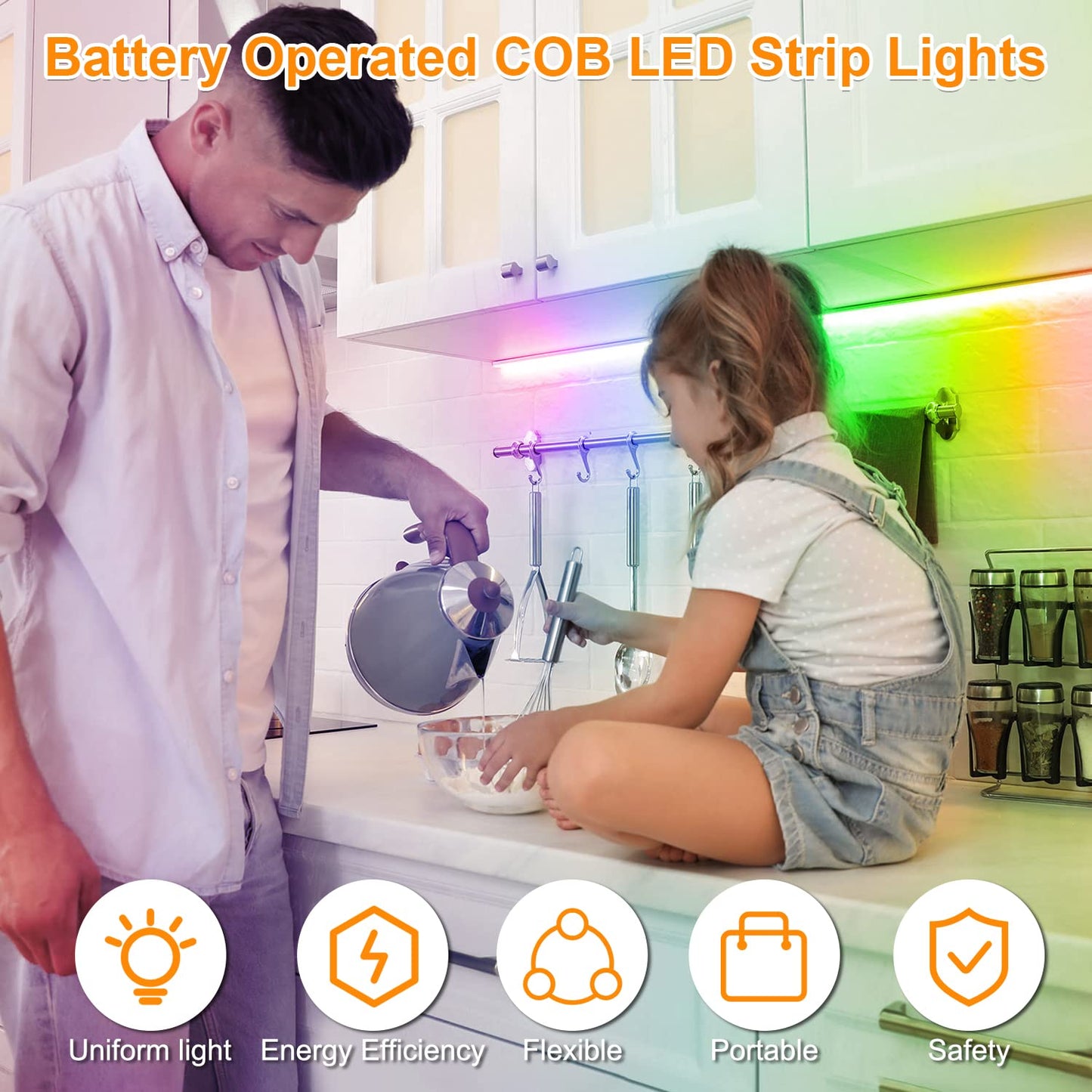 Smacen USB Powered COB Led Strip Lights, 6.56Ft Battery Operated Pink LED Strip Lights, High Brightness Flexible LED Tape Lights for Room, Cabinet, Bedroom, Kitchen, Party, Home DIY Indoor Deco