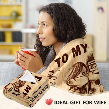 Gifts for Wife from Husband - Wedding Anniversary Birthday Gifts for Women - Romantic I Love You Present for Her - Christmas Mothers Day & Valentines Day Gifts for Wife - To My Wife's Blanket 60"x80"