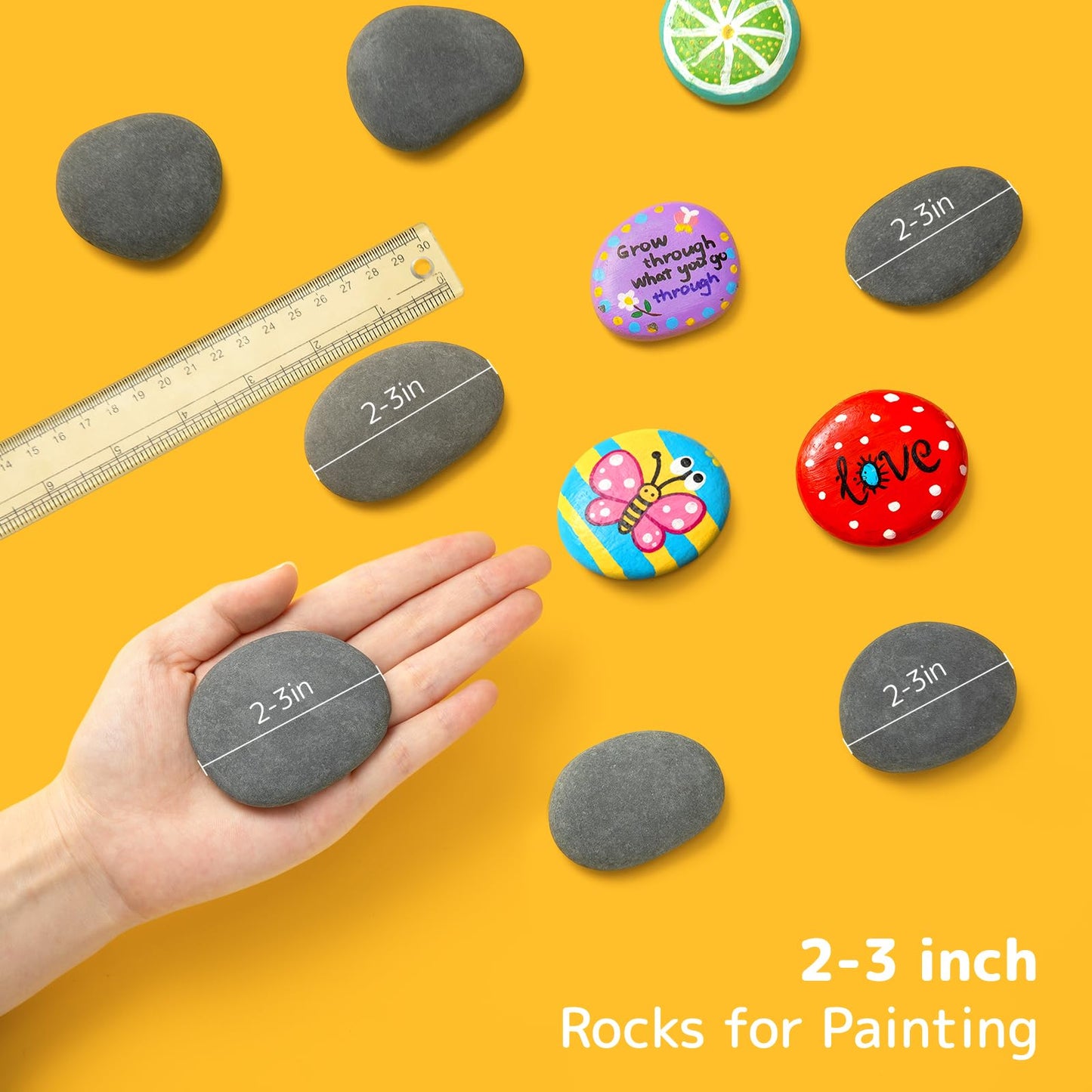 Simetufy 25 Pcs Rocks for Painting, 2"-3" Painting River Rocks, Flat & Smooth Stones to Paint, Hand Picked Natural Stones for Painting, Crafts for Kids & Adults