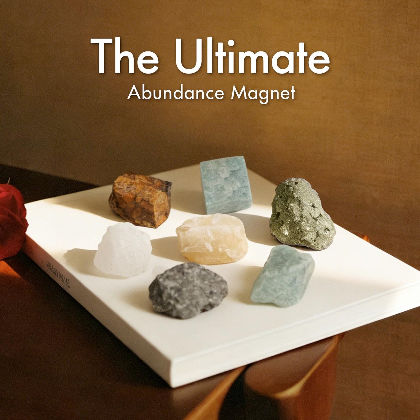 BELESTAR Abundance Healing Crystals Set - Large Raw Stones Energy Alignment Kit with Wooden Gift Box & Guidebook