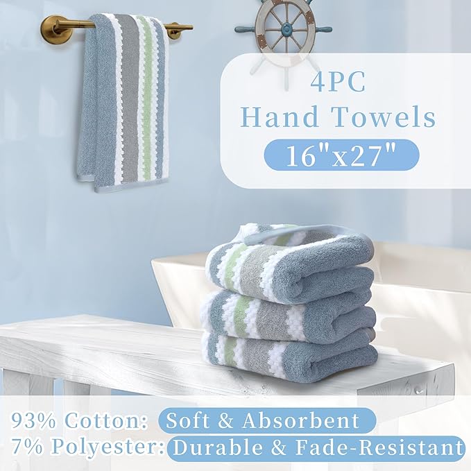 Waffle Hand Towels, Durable Striped Hand Towel