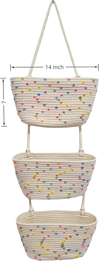 Nursery Storage Must-Have! 3-Tier Cotton Hanging Baskets