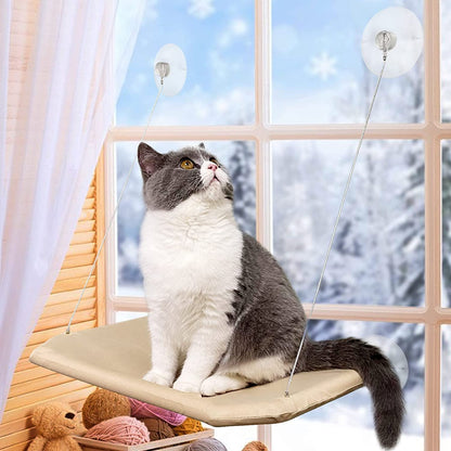 PETPAWJOY Cat Window Perch, Strong Suction Cups Easy Clean Safety Cat Hammock Window Seat for Large Fat Cat or Double Cats