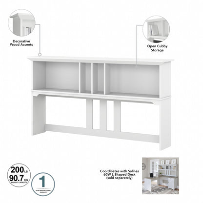 Bush Home Salinas L-Shaped Desk with Hutch | Study Table with Drawers and Cabinets in Pure White and Shiplap Gray | Home Office Computer Desk | Work Desk with Storage